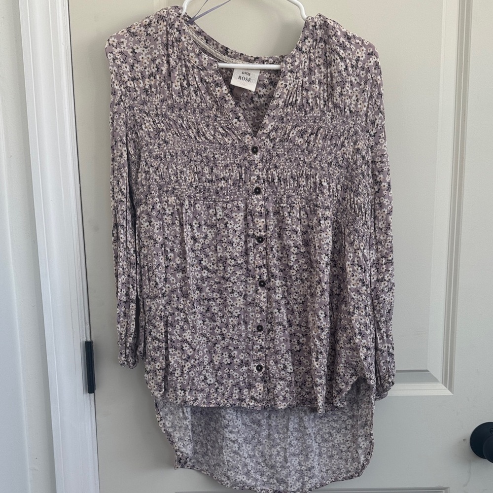 Knox Rose Purple Floral Blouse